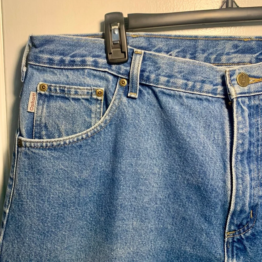 Carhartt Jeans Mens 42x 30‎ Distressed Denim Loose Fit Workwear B167 DST Vtg